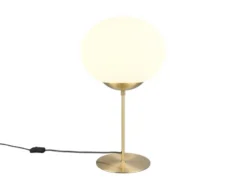 Große Retro Tischleuchte FOMENTO Messing mit Glaskugel, Höhe 52cm