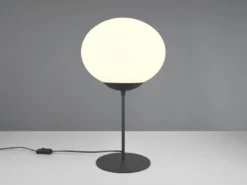 Große Retro Tischleuchte FOMENTO Schwarz mit Glaskugel, Höhe 52cm