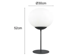 Große Retro Tischleuchte FOMENTO Schwarz mit Glaskugel, Höhe 52cm