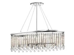 Großer Kronleuchter PIPER 6-flammig mit filigranem Kristallglas Chrom 92cm Breit