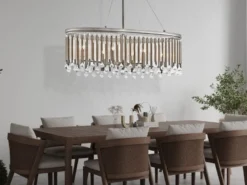 Großer Kronleuchter PIPER 6-flammig mit filigranem Kristallglas Chrom 92cm Breit
