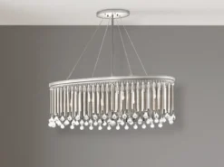 Großer Kronleuchter PIPER 6-flammig mit filigranem Kristallglas Chrom 92cm Breit
