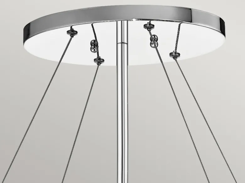 Großer Kronleuchter PIPER 6-flammig mit filigranem Kristallglas Chrom 92cm Breit