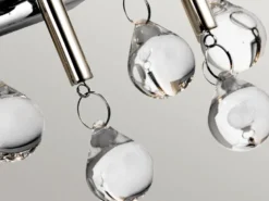 Großer Kronleuchter PIPER mit filigranem Kristall Glas, Chrom, bis 3,75m lang