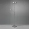 Großer LED Deckenfluter FRANKLIN mit Lesearm, Höhe 181cm, Silber