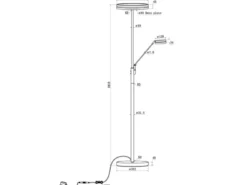Großer LED Deckenfluter FRANKLIN mit Lesearm, Höhe 181cm, Silber