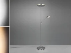 Großer LED Deckenfluter FRANKLIN mit Lesearm, Höhe 181cm, Silber