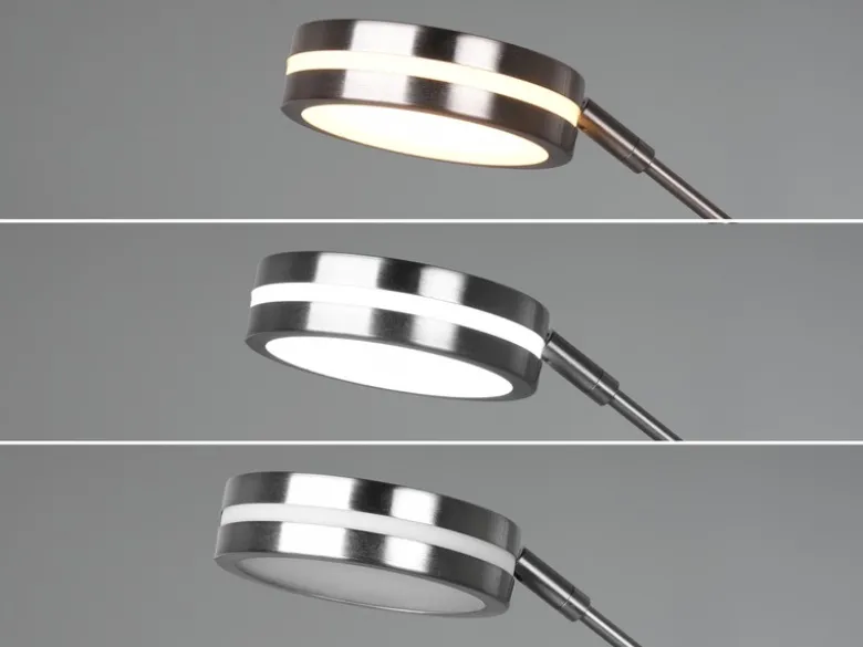 Großer LED Deckenfluter FRANKLIN mit Lesearm, Höhe 181cm, Silber