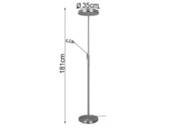 Großer LED Deckenfluter FRANKLIN mit Lesearm, Höhe 181cm, Silber
