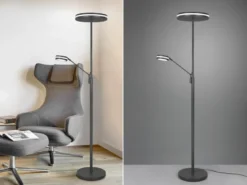 Großer LED Deckenfluter FRANKLIN mit Lesearm, Höhe 181cm, Anthrazit