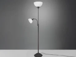 Großer LED Deckenfluter im Landhausstil mit Leselampe, Höhe 184cm