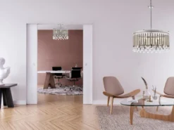 Großer LED Kronleuchter 6-flammig mit filigranem Kristall Glas Chrom, Ø 61,6cm