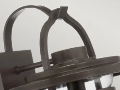Große rustikale Außenwandleuchte LASALLE aus Aluminium, Höhe 49cm