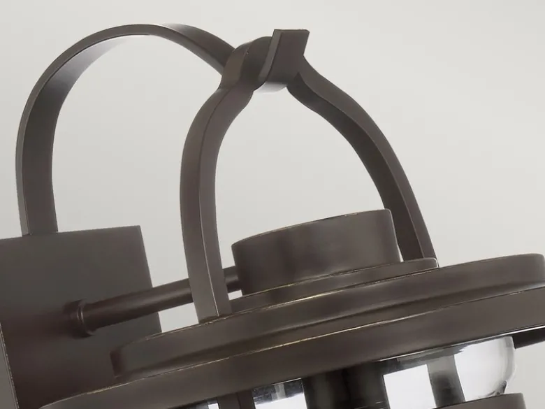 Große rustikale Außenwandleuchte LASALLE aus Aluminium, Höhe 49cm