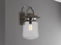 Große rustikale LED Außenwandleuchte aus Aluminium, Höhe 49cm