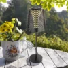 Große Solar Tischleuchte, Metall schwarz mit Musterstanzungen Höhe 50cm