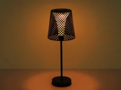Große Solar Tischleuchte, Metall schwarz mit Musterstanzungen Höhe 50cm