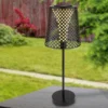 Große Solar Tischleuchten 2er SET mit gestanztem Metallschirm schwarz, Höhe 50cm