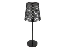 Große Solar Tischleuchten 2er SET mit gestanztem Metallschirm schwarz, Höhe 50cm