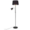 Große Stehlampe HENTA mit Leselampe, Stoffschirm Schwarz Gold Höhe 180cm