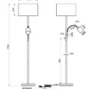 Große Stehlampe HOTEL Silber mit Leselampe & E27 Stoffschirm Grau, Höhe 170cm