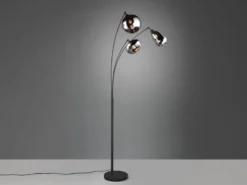Große Stehlampe LUMINA mit 3 Glas Lampenschirmen in Chrom, Höhe 200cm