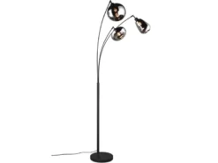 Große Stehlampe LUMINA mit 3 Glas Lampenschirmen in Chrom, Höhe 200cm