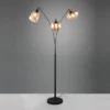 Große Stehlampe LUMINA mit 3 Glas Lampenschirmen amberfarbig, Höhe 200cm