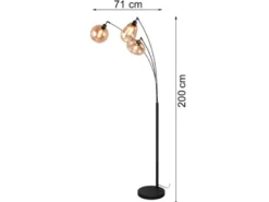 Große Stehlampe LUMINA mit 3 Glas Lampenschirmen amberfarbig, Höhe 200cm