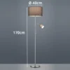 Große Stehlampe mit Leselampe, LED dimmbar, Stoffschirm Grau, Höhe 170cm