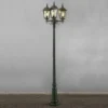 Große Straßenlaterne Aluminium Grün, E27 Gartenlaterne 3-flammig, Höhe 220cm