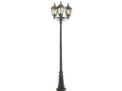 Große Straßenlaterne Aluminium Grün, E27 Gartenlaterne 3-flammig, Höhe 220cm