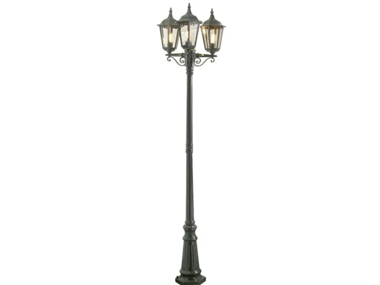 Große Straßenlaterne Aluminium Grün, E27 Gartenlaterne 3-flammig, Höhe 220cm
