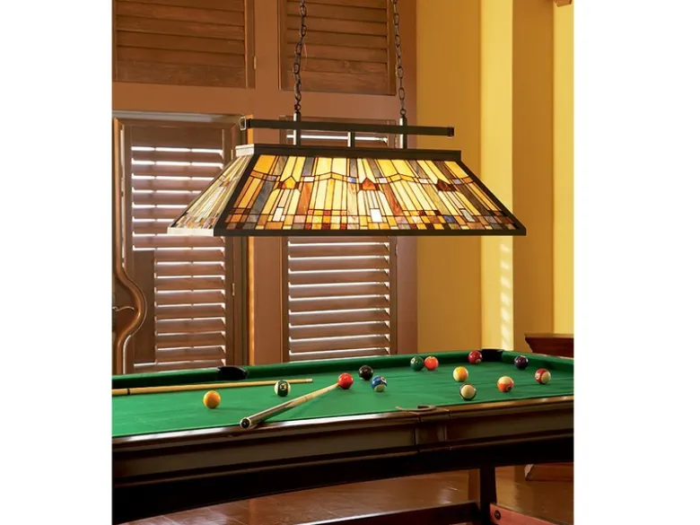 Große Tiffany Pendelleuchte INGLENOOK E27 Lampenschirm Bunt, Breite 121cm