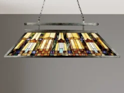 Große Tiffany Pendelleuchte INGLENOOK E27 Lampenschirm Bunt, Breite 121cm