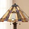 Große Tiffany Tischlampe INGLENOOK E27 Lampenschirm Bunt, Höhe 63,5cm