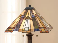 Große Tiffany Tischlampe INGLENOOK E27 Lampenschirm Bunt, Höhe 63,5cm