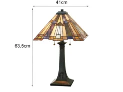 Große Tiffany Tischlampe INGLENOOK E27 Lampenschirm Bunt, Höhe 63,5cm
