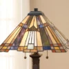 Große Tiffany Tischlampe Lampenschirm Bunt mit E27 LED, Höhe 63,5cm