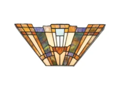 Große Tiffany Wandleuchte INGLENOOK mit E14 Lampenschirm Bunt, Breite 41cm