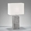 Große Tischlampe AMIENS Metall Silber Antik, Stoffschirm Weiß, Höhe 50cm