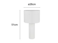 Große Tischlampe BLAIR mit Keramikfuß & Stoffschirm Weiß, Höhe 51cm