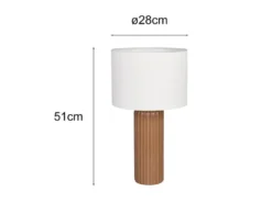 Große Tischlampe BLAIR mit Keramikfuß Mocca & Stoffschirm Beige, Höhe 51cm