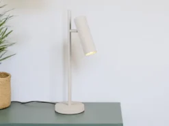 Große Tischlampe SOKA Metall Hellgrau mit schwenkbarem Spot, Höhe 50cm
