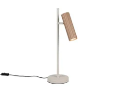 Große Tischlampe SOKA Metall Hellgrau & Coffee mit schwenkbarem Spot, Höhe 50cm