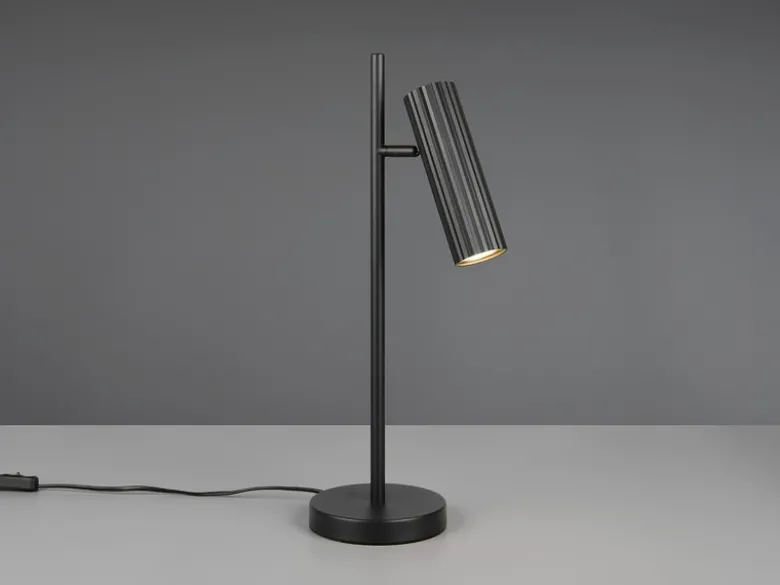 Große Tischlampe SOKA Metall Schwarz mit schwenkbarem Spot, Höhe 50cm