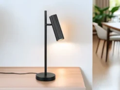 Große Tischlampe SOKA Metall Schwarz mit schwenkbarem Spot, Höhe 50cm