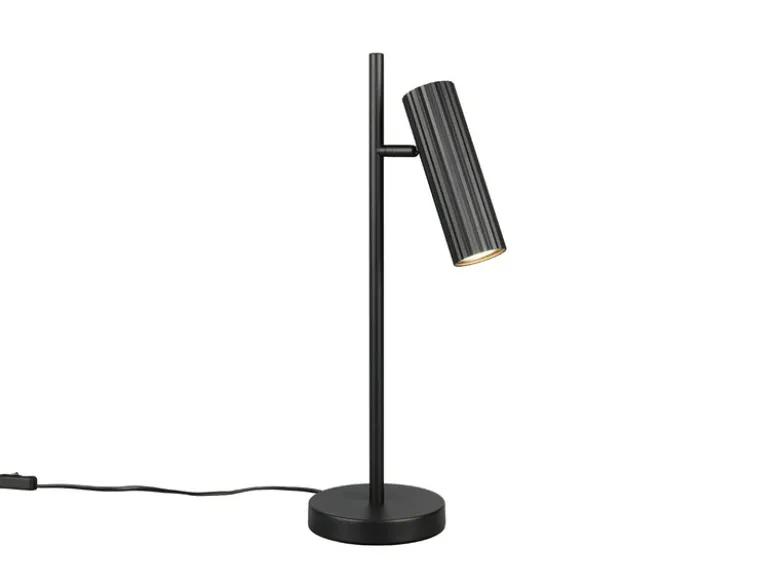 Große Tischlampe SOKA Metall Schwarz mit schwenkbarem Spot, Höhe 50cm