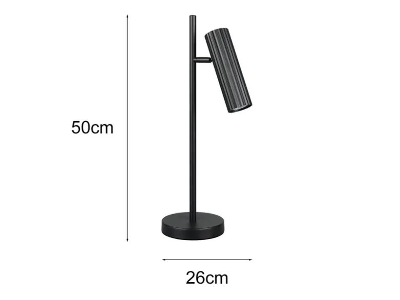 Große Tischlampe SOKA Metall Schwarz mit schwenkbarem Spot, Höhe 50cm