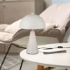 Große Tischleuchte ALFIE in Pilzform aus Metall Hellgrau, Höhe 43cm